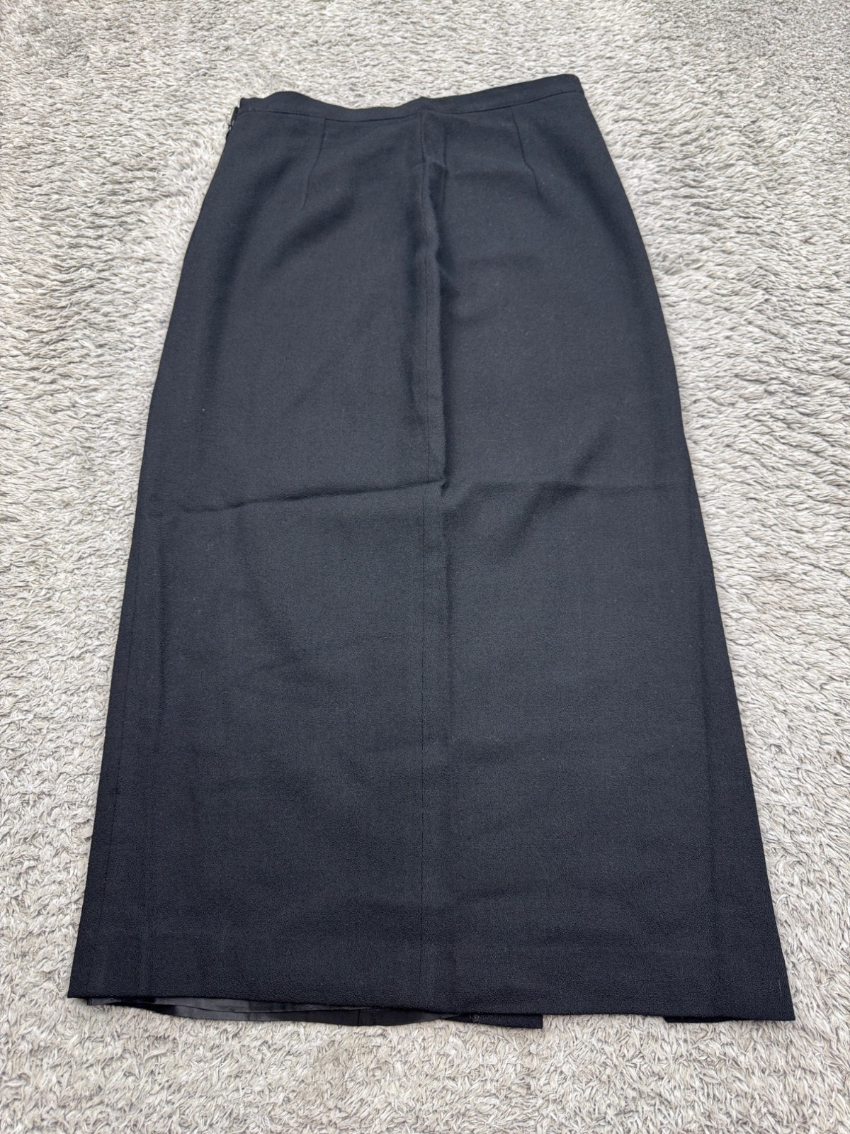 Maurizio Skirt Women 10 Black Wool Midi Pleated Slit Pencil Whimsigoth Vtg Y2K