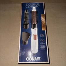 CONAIR Double Ceramic 3-in-1 Hot Air Brush Dry as You Style White Hair Style