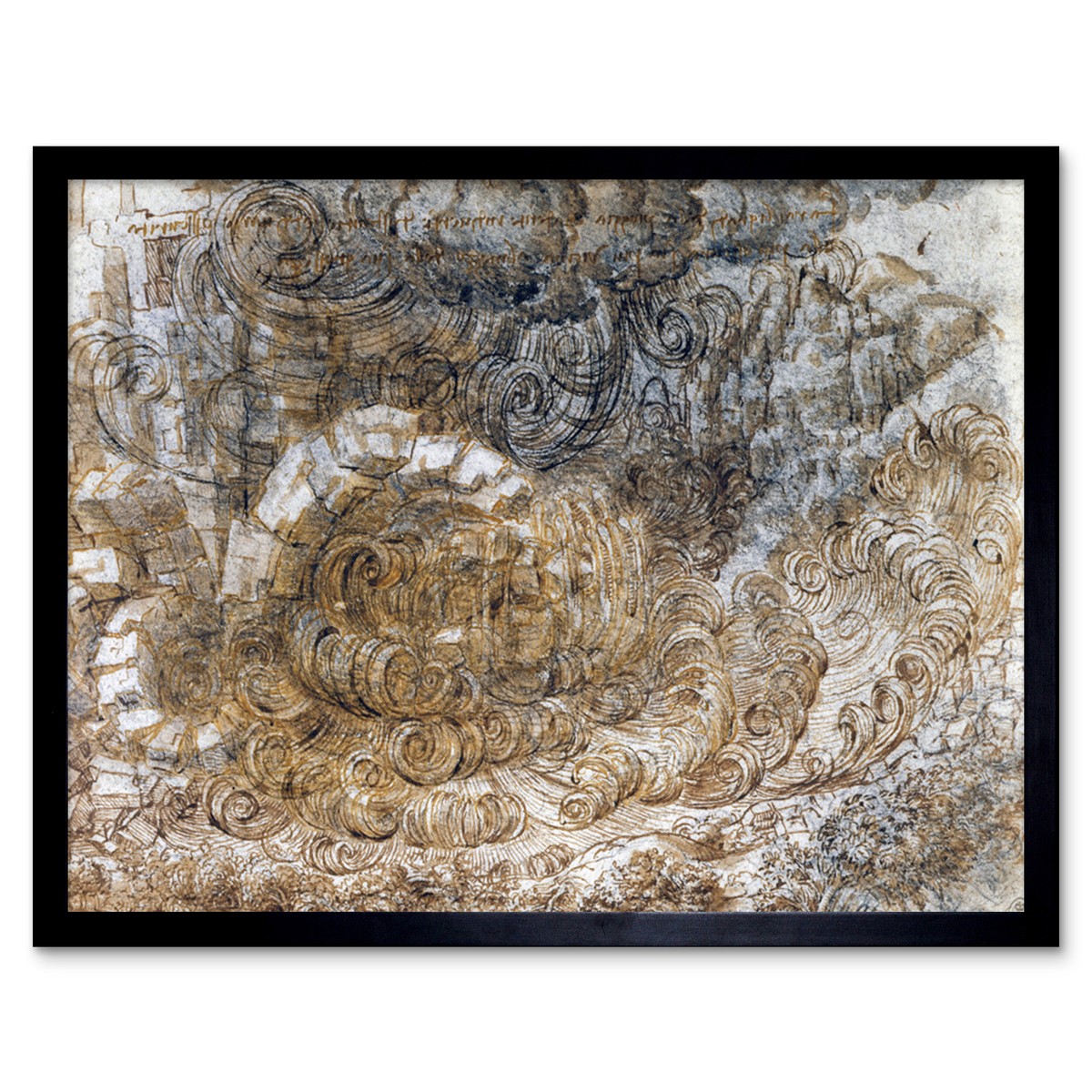 V. G. Palumbo 水彩画 Il Ciclope di Appi Leonardo Da Vinci A Deluge Flood Storm Drawing Wall Art Print