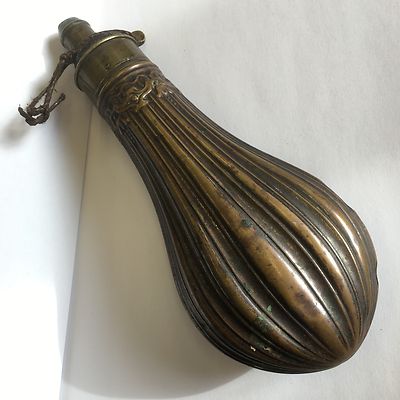 Antiker verzierter Kupfer Pulverkolben von Hawksley 20,5 cm feine Qualität