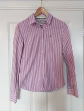 MUST-HAVE Women's UK 10 Purple + White Striped Cotton Dress Shirt by JACK WILLS