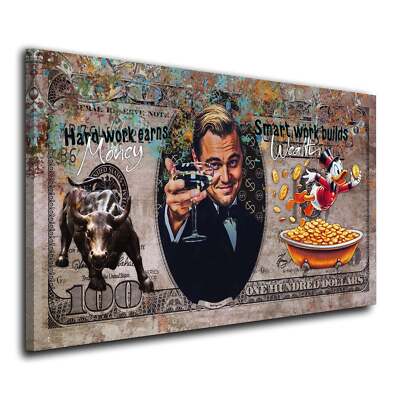 Gatsby Style Pop Art Cheers Geld Reichtum Leinwandbild Wandbild XL Wanddeko