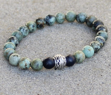 Men's African Turquoise Beaded Stretch Bracelet 8mm Stack-able Bracelets