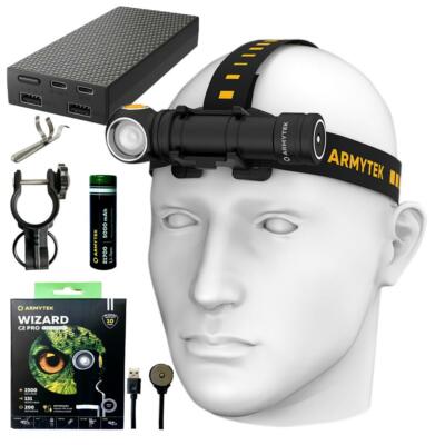 Armytek Wizard C2 Pro v4 XHP50 (White) LED Headlamp w/ 20,000mAh Powerbank