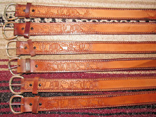 Vintage Western C M Co Tooled Embossed Leather Belts 6 pc Size 28 NEW