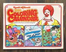 Vintage Advertising Ronald McDonald 1980 Coloring Calendar UNUSED