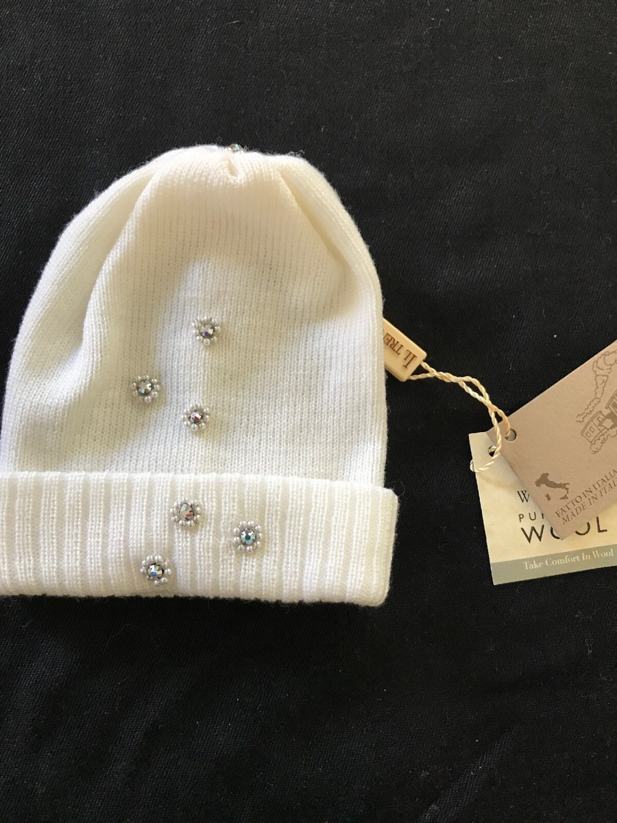 Il Trenino (Italy) NWT 100% Wool Ivory Embellished Bling  display picture 1