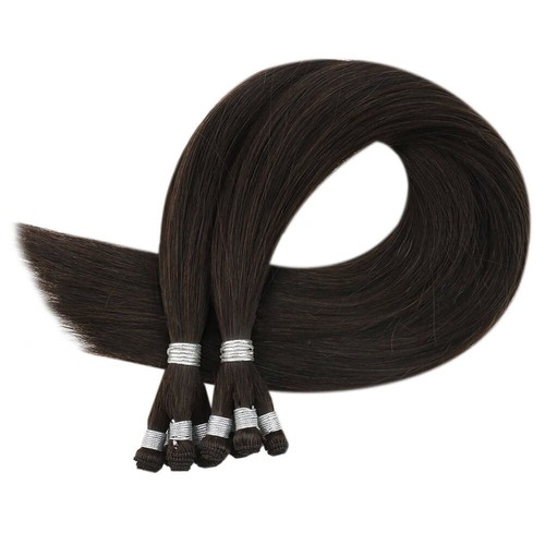 Extension capelli vergini legati a mano trama 100% veri capelli umani cucire in trama duratura - Foto 6 di 20