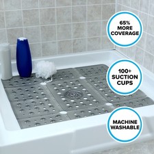 65 MORE COVERAGE SlipX Solutions Gray Extra Large Shower Mat 27" 