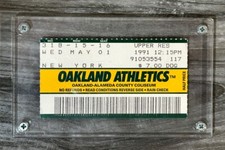Rickey Henderson A’s Stolen Base Record-Passes Lou Brock Ticket Stub 5/1/91 L@@K