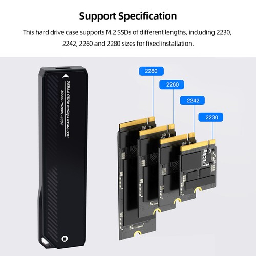Adaptateurs Boîtier SSD M.2 vers Type-C USB A SSD Disk Box pour SSD 2280/2242/2260 - Photo 10/18