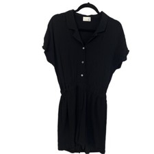 Wilfred Free Aritizia Black Short Button Romper w/ Pockets Size Small GUC