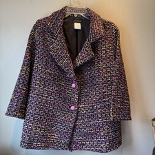 SLINKY BRAND Medium Lined Open Front Jacket Multi Color Sequins Blazer