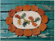 Harvest Jubilee Pumpkin Edge Leaves Acorns Quilt Pattern Wool Topper Penny Rug