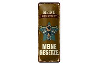 Blechschild Spruch 10X27 Cm Retro Meine Werkstatt Meine Gesetze Schild Tin Sign