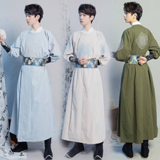 Tang Ming Dynasty Hanfu Male Traditional Unisex Round Neck Robe Chinese Costume