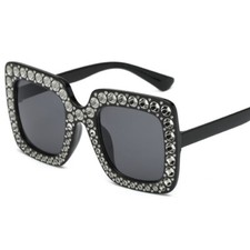 Diamond Frame Glasses Square Sunglasses Sunglasses Black Frame  Lens