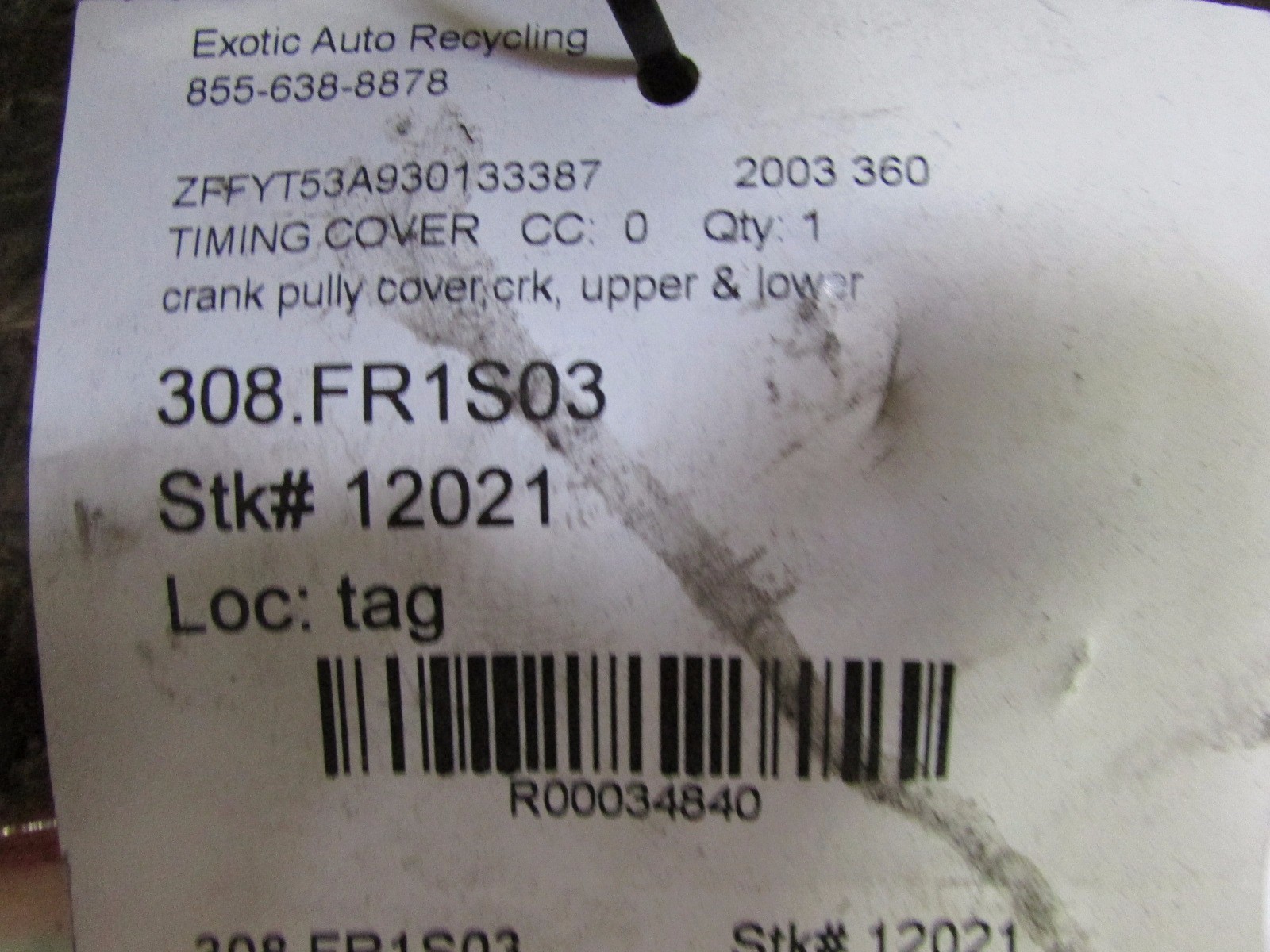 Ferrari 360, Crank Pully Timing Cover, Upper and Lower, Used, Cracked