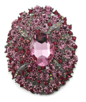 Pink Fancy Austrian Rhinestone Crystal Glamorous Wedding Brooch Pin