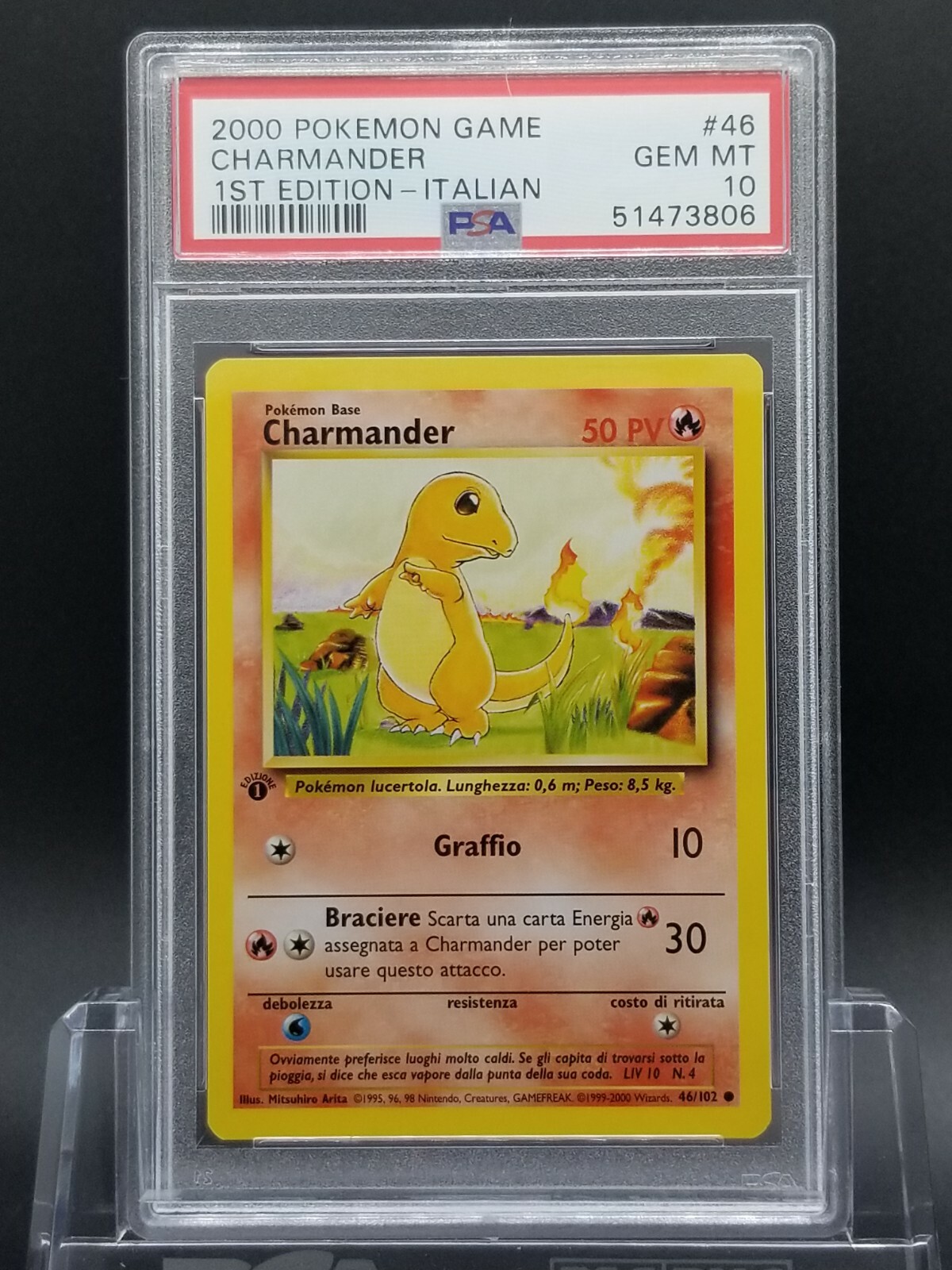 PSA 10 GEM MINT Charmander Base Set 1st Edition ITALIAN Pokemon Card 46/102  | eBay