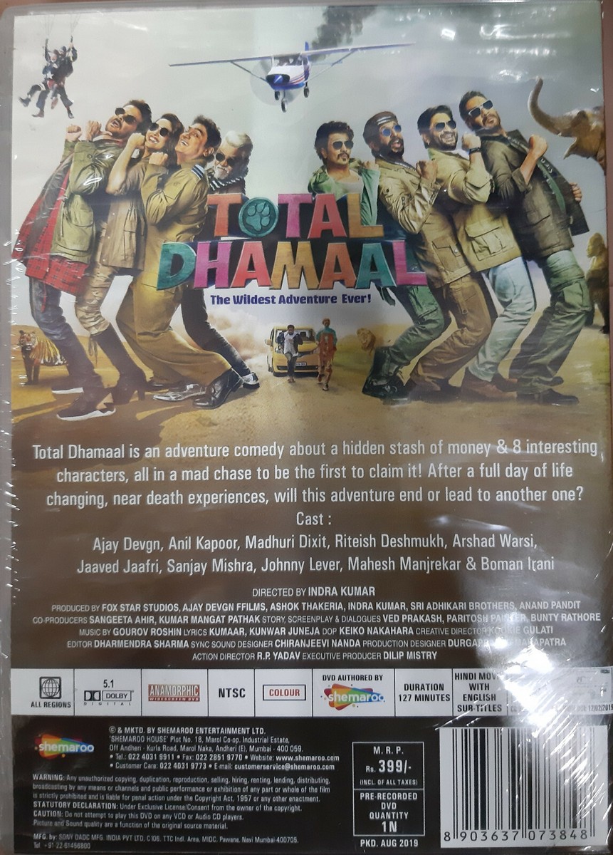 TOTAL DHAMAAL DVD AJAY DEVGN, MADHURI DIXIT, ANIL KAPOOR