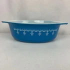Vintage Pyrex Blue Garland Snowflake Casserole Dish 1 1/2 qt No Lid # 043