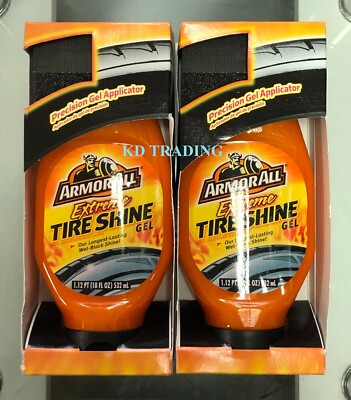 (2-Pack) Armor All Extreme TIRE SHINE GEL Lasting Wet-Black Shine + Applicator
