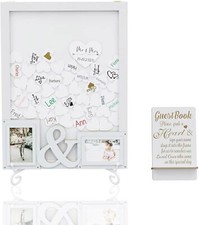 Wedding Guest Book Alternative Drop Top Frame, 65 Hearts and 1 Large Hearts