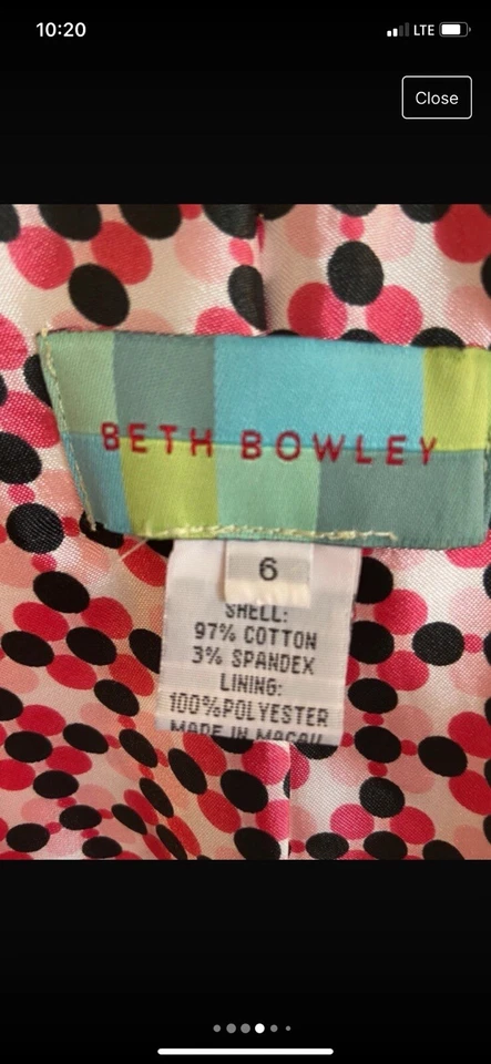 Chaqueta Abrigo BETH BOWLEY Larga Roja Naranja Forrada a Lunares Talla 6 Foto 4 de 4