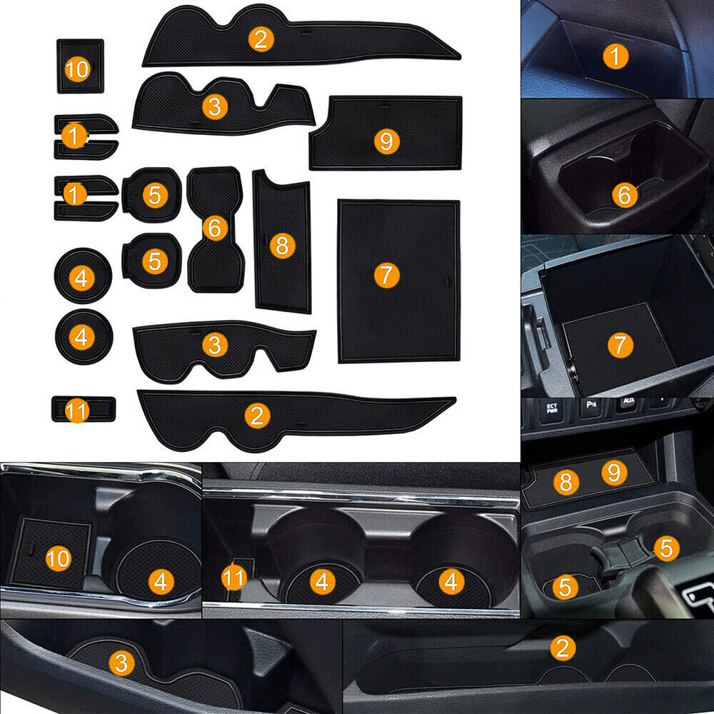 For 2016-2022 Toyota Tacoma and Cup Door Center Console Liner Insert Black Trim