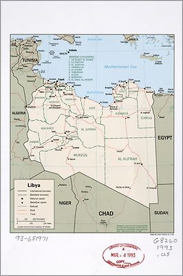 Poster, Many Sizes; Cia Map Of Libya 1993