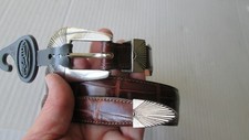 NWT-Brighton Onyx 17407 Dark Brown Crocodile Leather Belt-Sz Choice 26 or 28