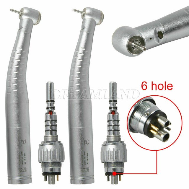 2 Dental Fiber Optic Handpiece for KaVo LED 6 Pin Swivel Quick Coupling