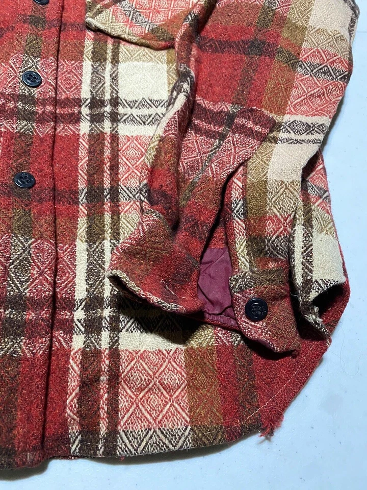 Camisa De Colección Mohawk Para Hombre Lana a Cuadros CPO Trabajo Exterior Caza Talla Mediana AC1 Foto 2 de 4