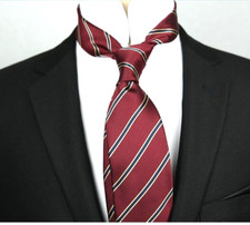 New Classic Striped Red Blue Gold JACQUARD WOVEN 100 Silk Men's Necktie Tie