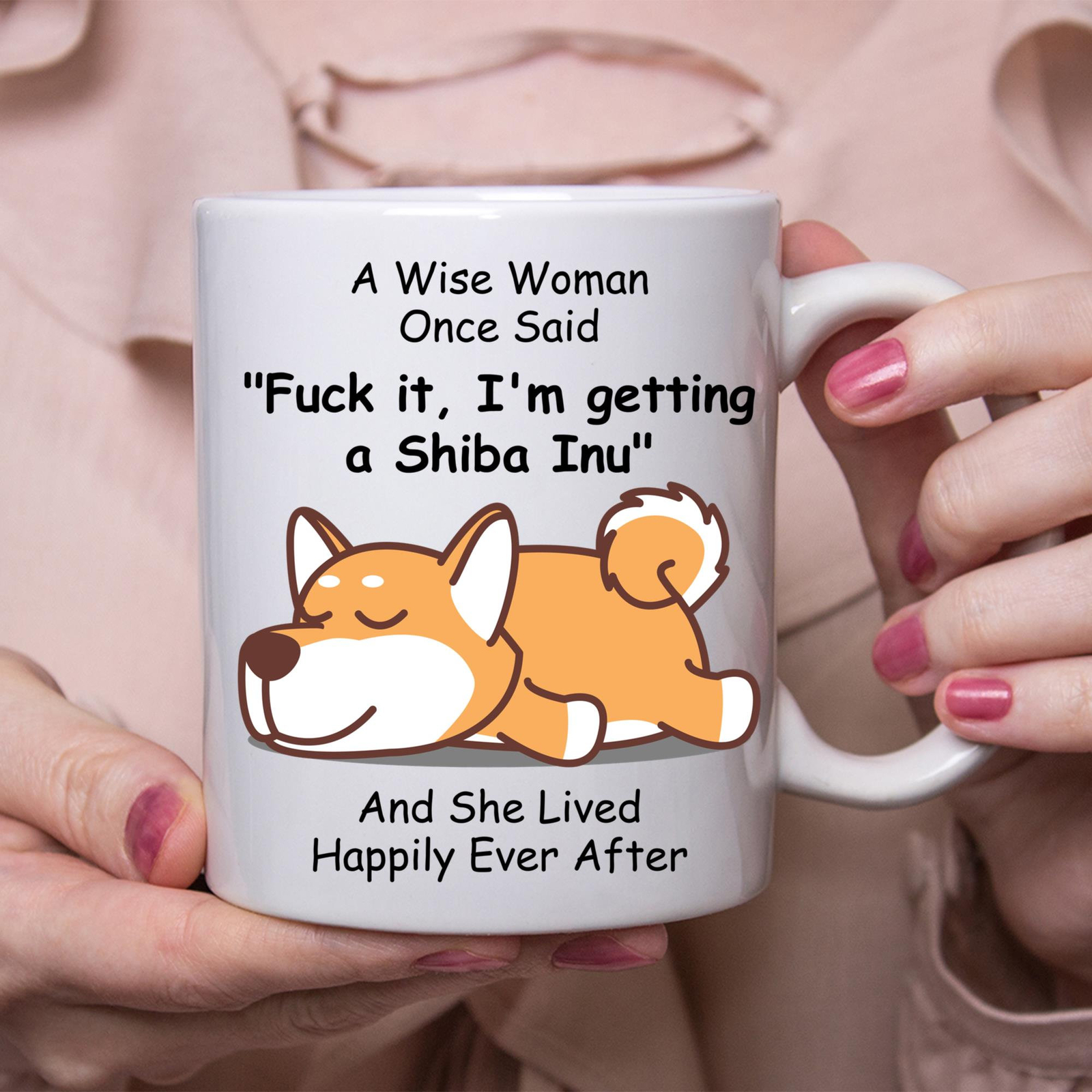 Funny Shiba Inu Coffee Mug Gift for Women - White Ceramic Cup