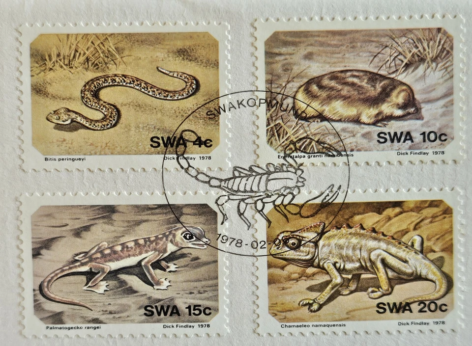 1978 South West Africa FDC SWAKOPMUND & Small Animals in Namib Desert SC#411-414 - Image 2 of 3