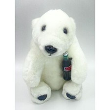 Coca-Cola Plush Stuffed 7.5" Sitting Polar Bear W/Coke Bottle