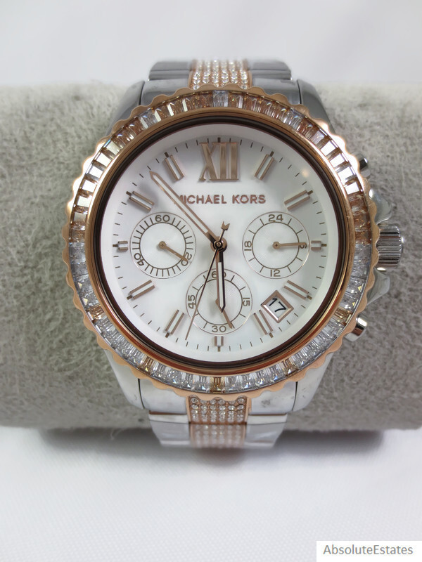 腕時計 Michael Kors NEW Michael Kors Everest Gunmetal Black Oversized Chronograph