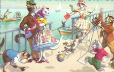 Cats Postcard Eugen Hartung Illustrator Post WW2 Published by Alfred Mainzer N