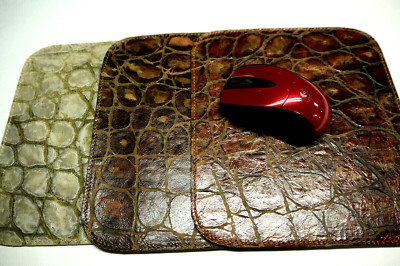 Alligator Embossed Leather Mouse Pad. Unique Made in USA