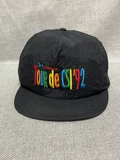 Vintage Tour De CS Hat Cap Adult Black Snapback Nylon 1992 Ski Country Imports