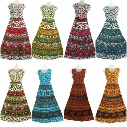 20 PC Lot Indian Maxi Long Dress Bohemian Handmade Hippie Cotton Night Wear - Picture 1 of 8