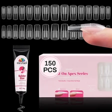 150 PCS Build on Apex Glamorous Nail Tips,  Pre-Building Clear Nail Tips Medium