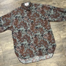 Vintage Top Design For Men Button Front Shirt All Over Print NO SIZE TAG Rayon