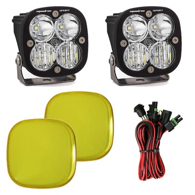 Baja Designs Squadron Sport Clear Driving-Combo LED Lights W/ Amber Rock Guards