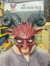 Goat Ram Horns Masquerade Ball Mask Red Devil Goblin  Horn Halloween Mask 