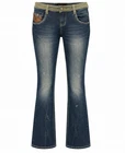 Parasuco Womens Low Rise Bootcut Jeans Blue Distressed Denim Size 26x34