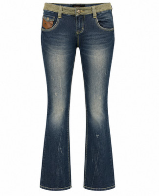 Parasuco Womens Low Rise Bootcut Jeans Blue Distressed Denim Size 26x34