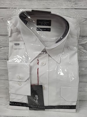 Ernst Alexis weißes langärmliges Basic Hemd Herren Größe Large neu mit Etikett. Pac206213